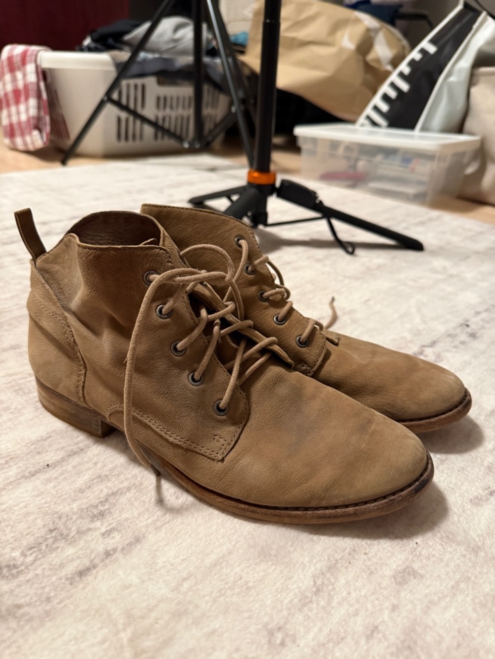Sam Edelman Lace-Up Ankle Boots in Tan Suede